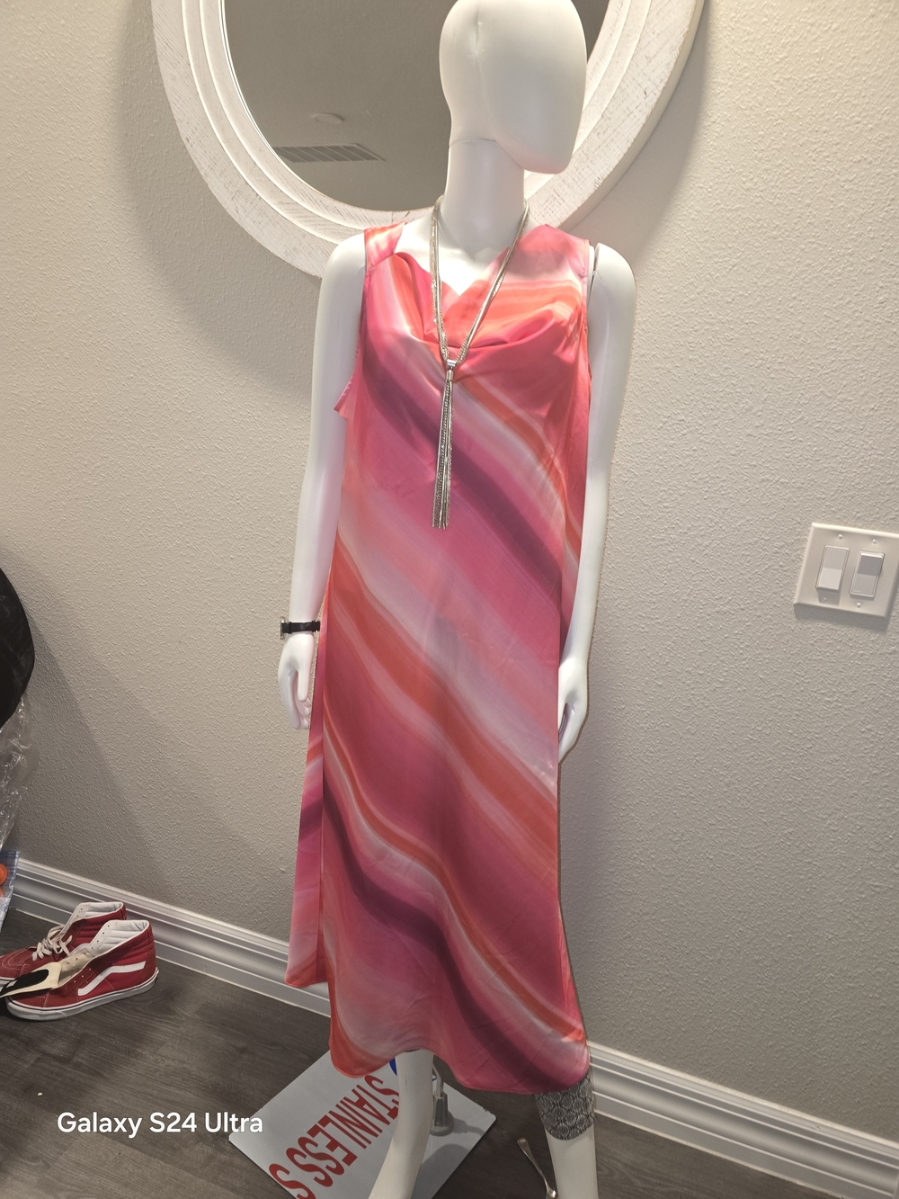 Dkny Pink and Coral Sleeveless Maxi Dress